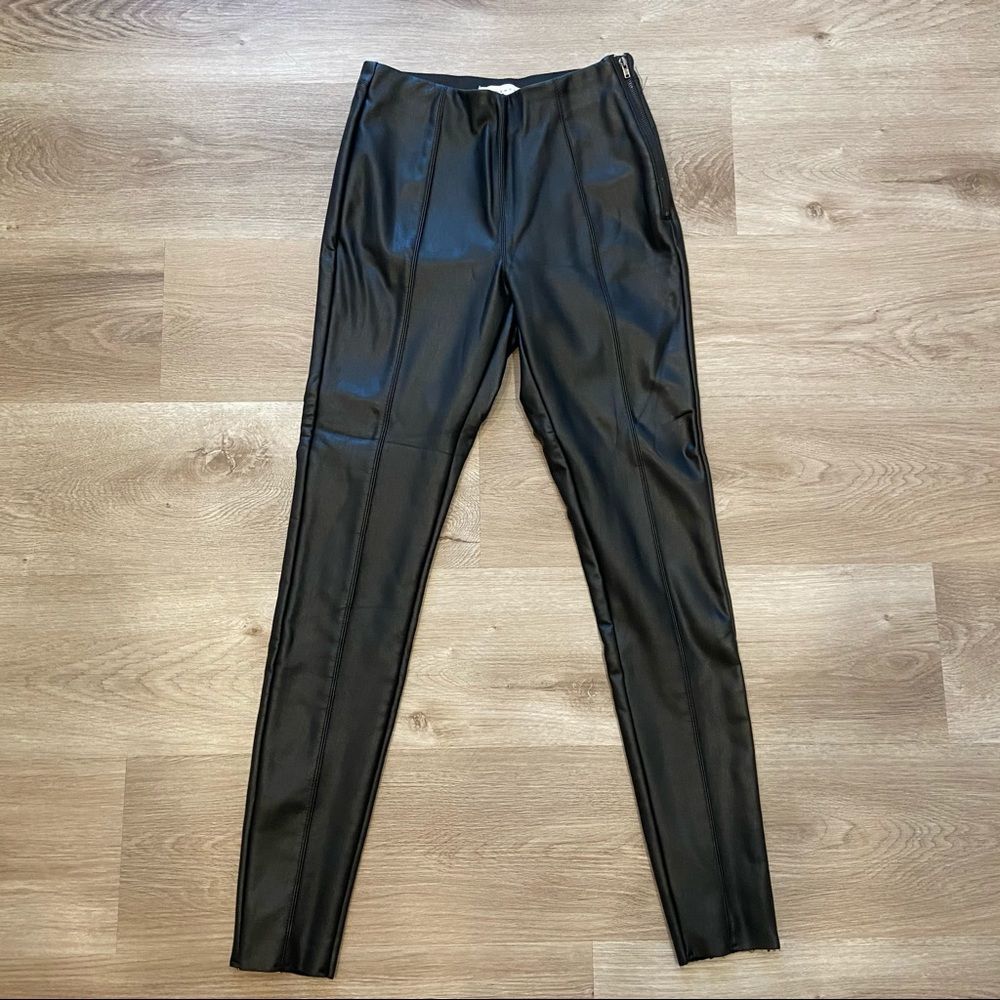 Topshop Black Fleece Lined Vegan Leather Pants